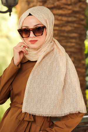 Neva Style - Desenli Camel Şal 7534C - 1