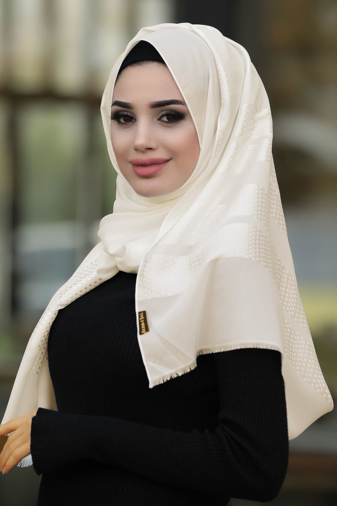 Neva Style - Desenli Ekru Şal 7505E - 1