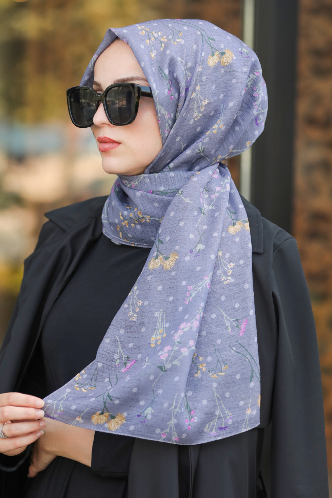 Neva Style - Desenli Füme Şal 7543FU - 1