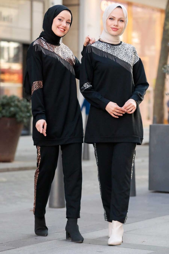  Desenli Gümüş Tesettür İkili Takım 6810GMS - 4