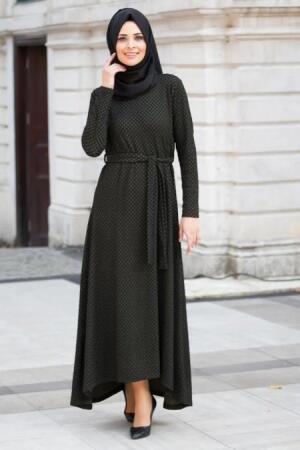 Neva Style - Desenli Haki Elbise - 1