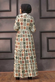 Neva Style - Desenli Mint Tesettür Elbise 31630MINT - Thumbnail