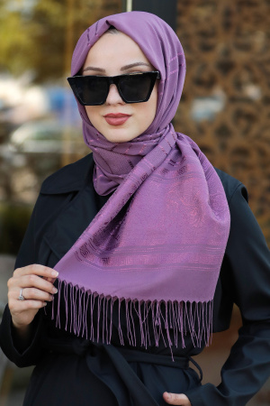 Neva Style - Desenli Mor Şal 7545MOR - 1