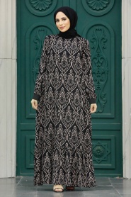 Neva Style - Desenli Pudra Tesettür Elbise 2297PD - Thumbnail
