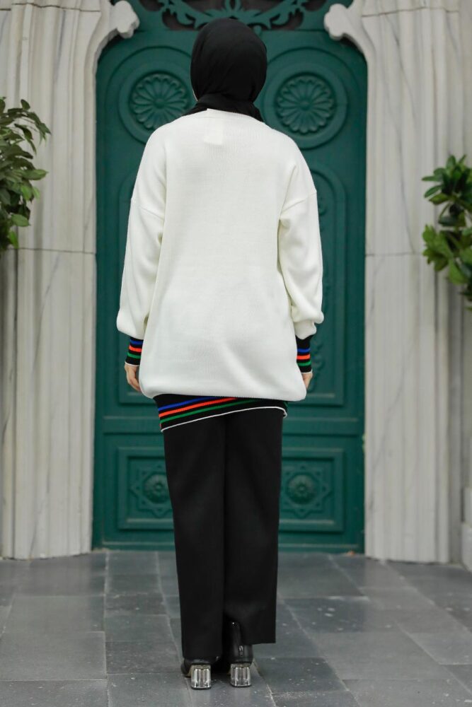 Neva Style - Desenli Siyah Tesettür Triko İkili Takım 6399S - 4