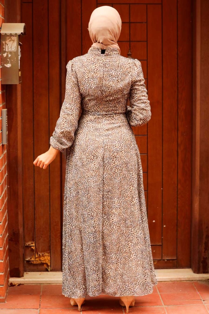 Neva Style - Desenli Tesettür Elbise 27920BS - 2