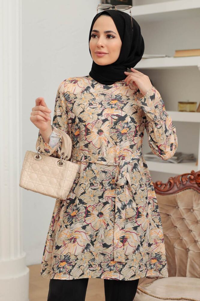 Neva Style - Desenli Tesettür Tunik 5713DSN2 - 1