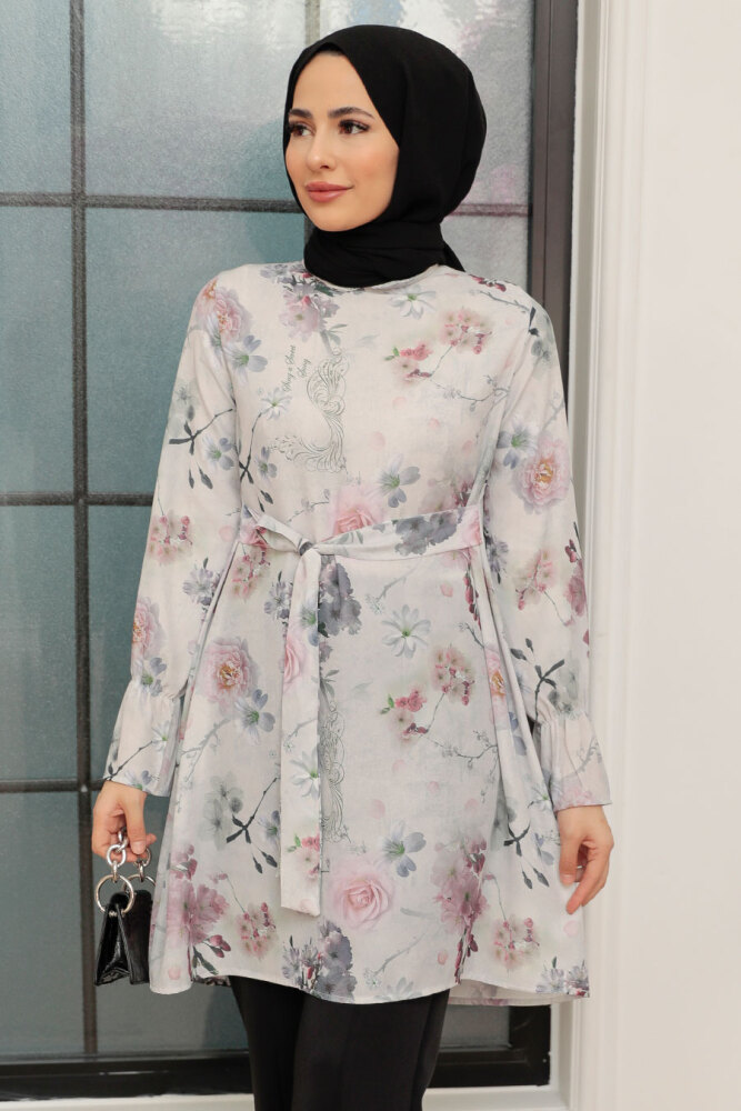Neva Style - Desenli Tesettür Tunik 5713DSN4 - 1