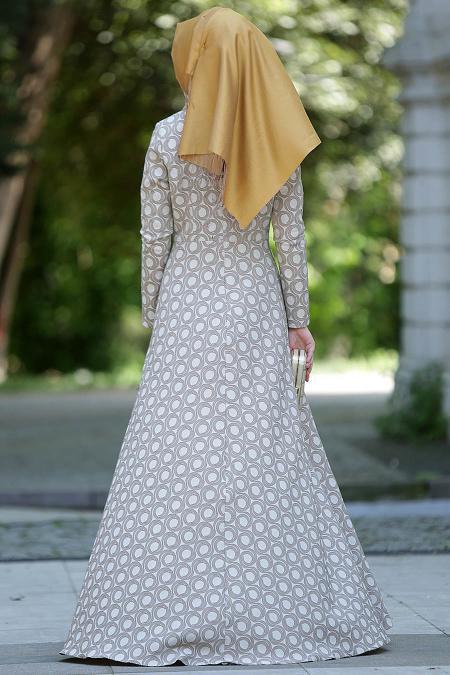 Neva Style - Desenli Vizon Elbise - 3