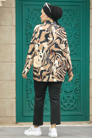 Neva Style - Desenli Vizon Tesettür İkili Takım 7115V - 3