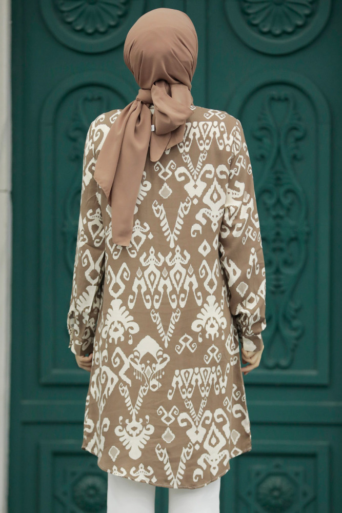 Neva Style - Desenli Vizon Tesettür Viskon Tunik 11627V - 3