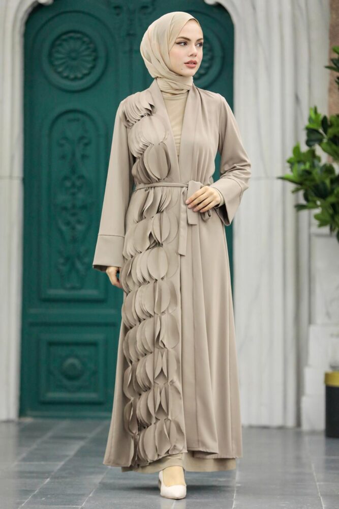  Detaylı Vizon Tesettür Abaya 34930V - 2