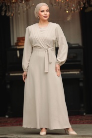 Neva Style - Drape Detaylı Taş Tesettür Elbise 30002TAS - Thumbnail