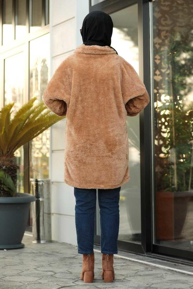 Neva Style - Düğme Detaylı Peluş Bisküvi Kap 60701BS - 2