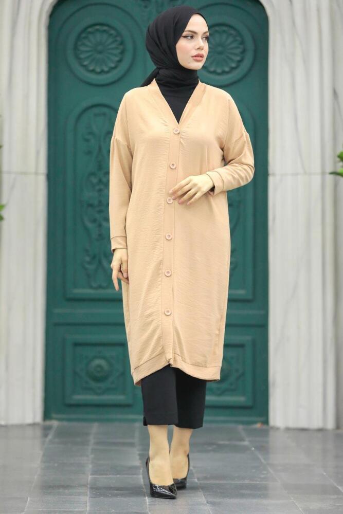 Neva Style - Düğmeli Bisküvi Tesettür Kap 57290BS - 1