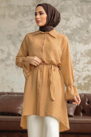 Neva Style - Düğmeli Bisküvi Tesettür Tunik 11261BS - 1