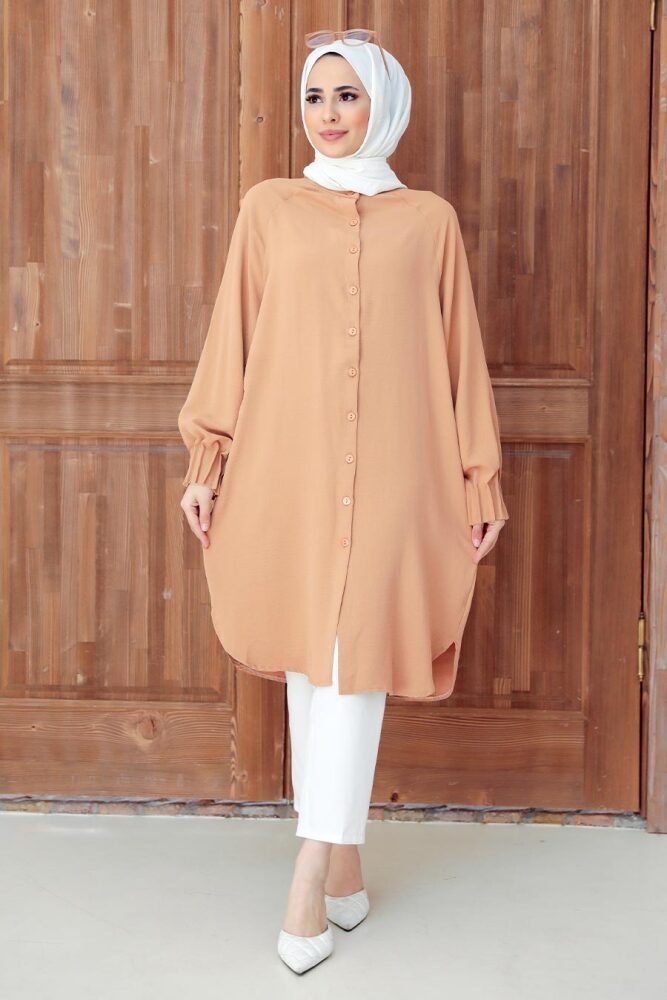 Neva Style - Düğmeli Bisküvi Tesettür Tunik 6312BS - 1