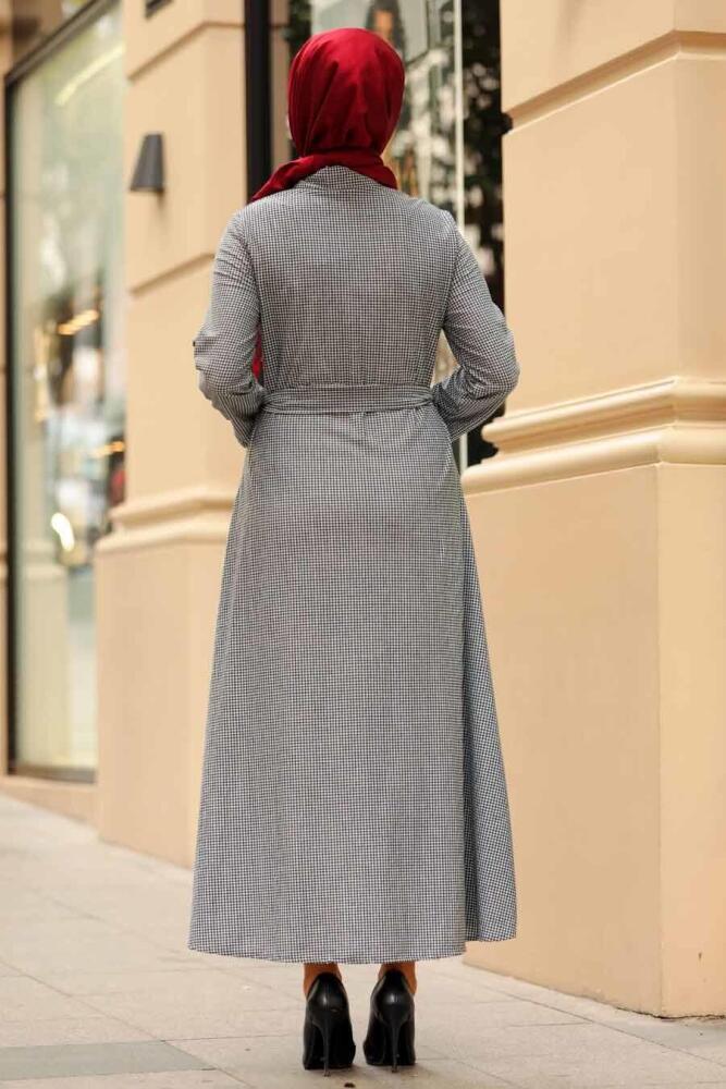 Neva Style - Düğmeli Ekru Tesettür Elbise 534E - 2