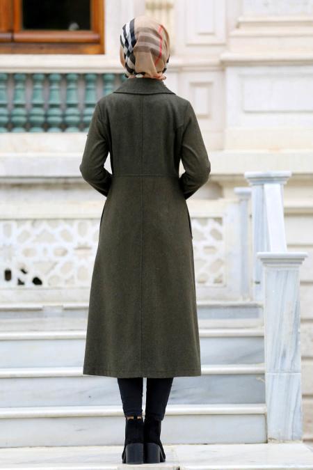 Neva Style - Düğmeli Haki Tesettür Kap 53400HK - 2