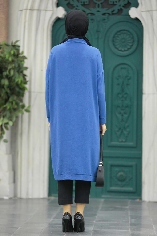 Neva Style - Düğmeli İndigo Mavisi Tesettür Kap 57290IM - 3