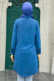 Neva Style - Düğmeli İndigo Mavisi Tesettür Tunik 1149IM - Thumbnail