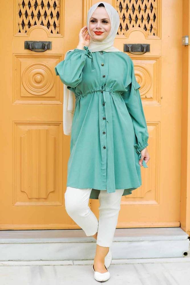 Düğmeli Mint Tesettür Tunik 5626MINT - 1