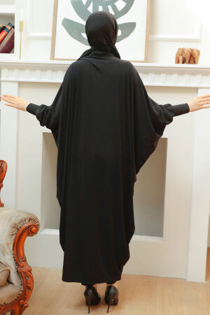 Neva Style - Düğmeli Siyah Tesettür Ferace 15001S - 3