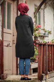 Neva Style - Düğmeli Siyah Tesettür Tunik 34230S - Thumbnail