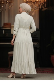 Neva Style - Düğmeli Taş Tesettür Elbise 40971TAS - Thumbnail