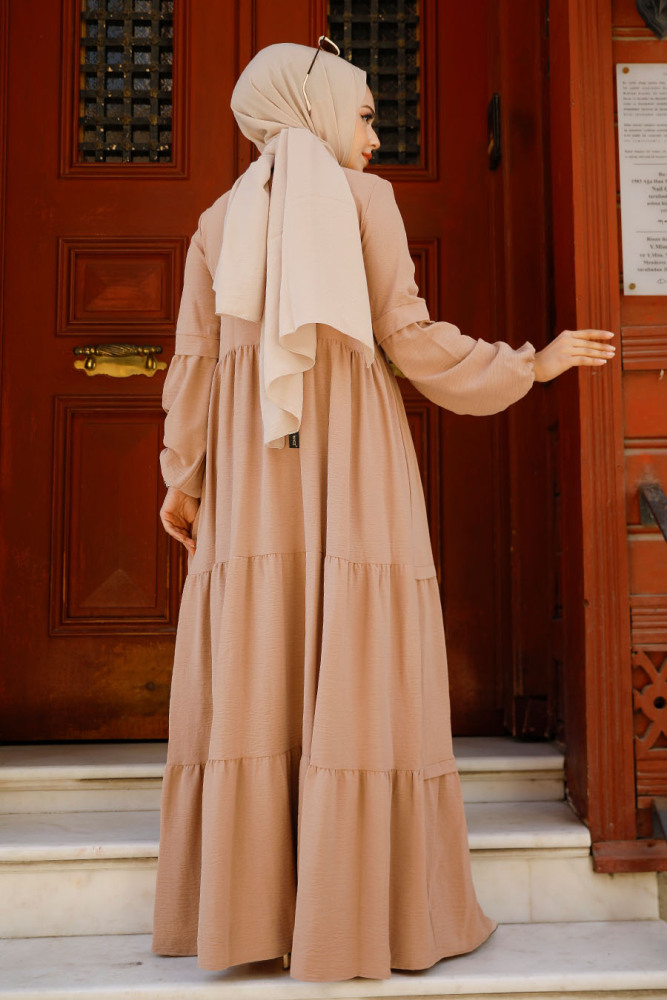 Neva Style - Düğmeli Vizon Tesettür Elbise 5850V - 3