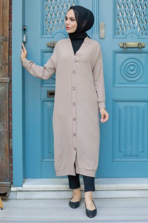 Neva Style - Düğmeli Vizon Tesettür Kap 553V - 1