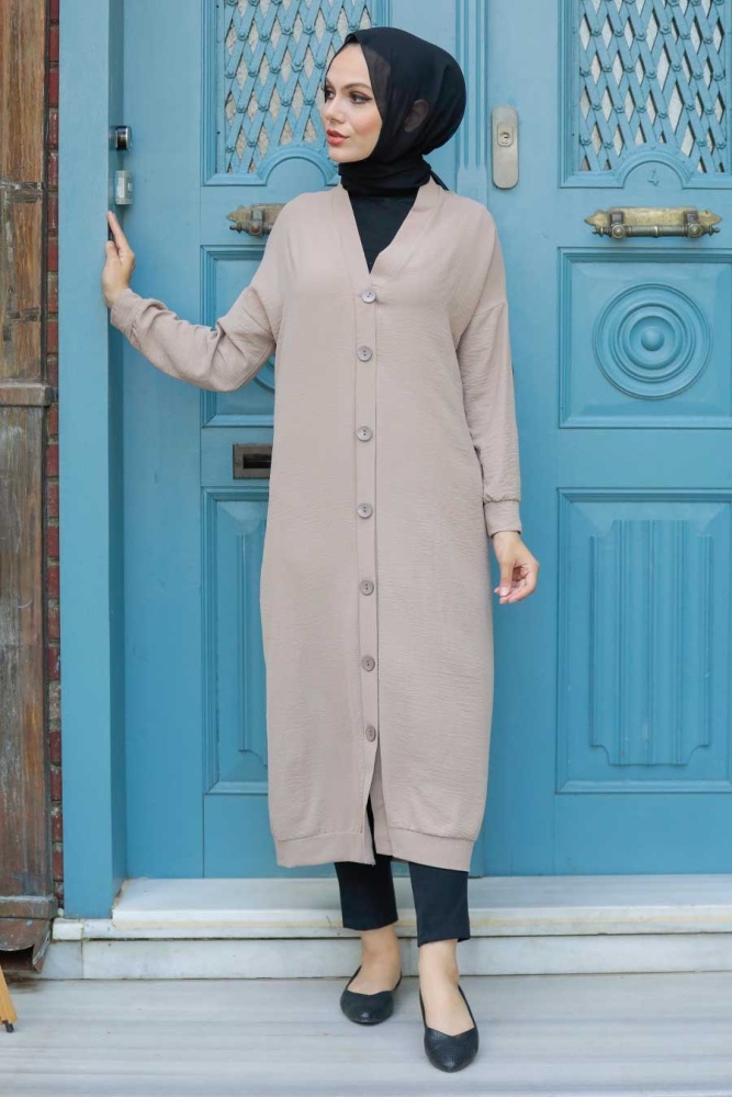 Neva Style - Düğmeli Vizon Tesettür Kap 553V - 1