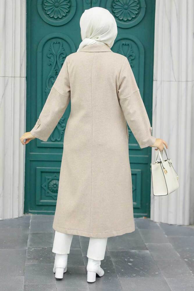 Neva Style - Düğmeli Vizon Tesettür Kaşe Kap 5808V - 3