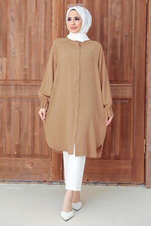Neva Style - Düğmeli Vizon Tesettür Tunik 6312V - 1