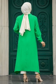Neva Style - Düğmeli Yeşil Tesettür Tunik 5401Y - Thumbnail