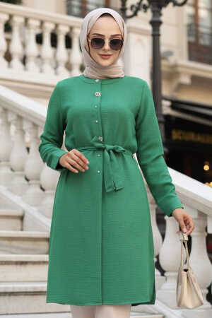  Düğmeli Yeşil Tesettür Tunik 658Y - 1