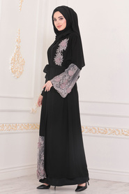 Neva Style - Dusty Rose Abaya Suit 9185GK - Thumbnail