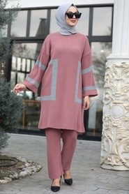 Neva Style - Dusty Rose Dual Suit Dress 2589GK - Thumbnail