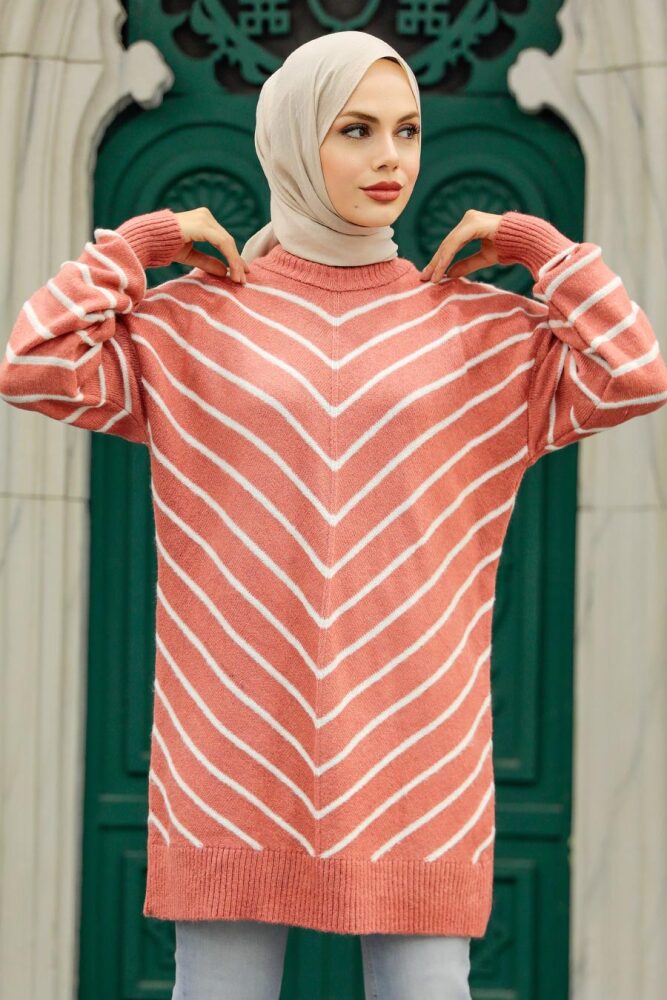 Dusty Rose High Quality Knitwear Tunic 81861GK - 2