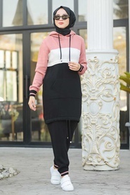 Neva Style - Dusty Rose Hijab Casual Suit 7107GK - Thumbnail