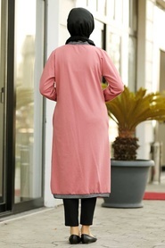 Neva Style - Dusty Rose Hijab Coat 60251GK - Thumbnail