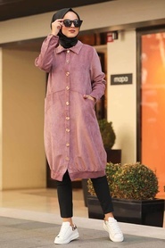 Neva Style - Dusty Rose Hijab Coat 9075GK - Thumbnail