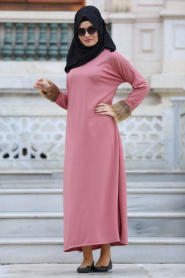 Neva Style - Dusty Rose Hijab Dress 22210GK - Thumbnail