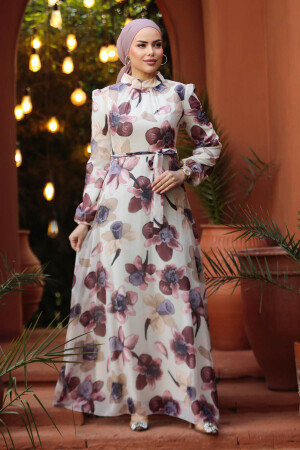 Neva Style - Dusty Rose Hijab Dress 279325GK - Thumbnail