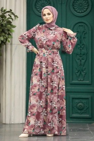  Neva Style - Dusty Rose Hijab Dress 29710GK - Thumbnail