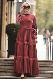 Neva Style - Dusty Rose Hijab Dress 50550GK - Thumbnail