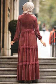 Neva Style - Dusty Rose Hijab Dress 50550GK - Thumbnail