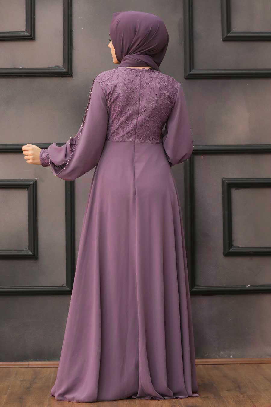 Neva Style - Dusty Rose Hijab Evening Dress 50060GK