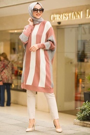 Neva Style - Dusty Rose Hijab Knitwear Blouse 15613GK - Thumbnail