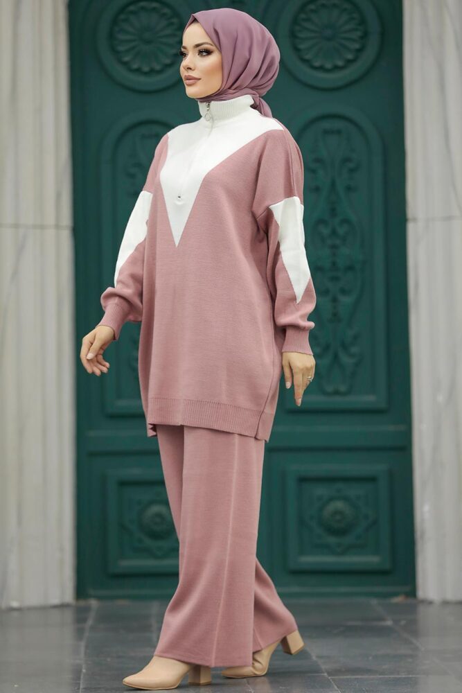 Dusty Rose Hijab Knitwear Dual Suit 3433GK - 1